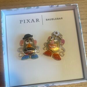 BaubleBar Pixar‎ Disney Mr Mrs Potato Head Pierced Earrings Gold Blue Red NWT